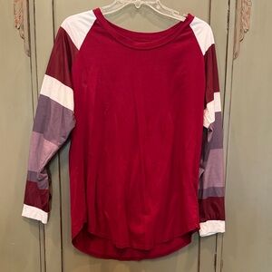 Stylish dark Red Colorblock Women's Top
